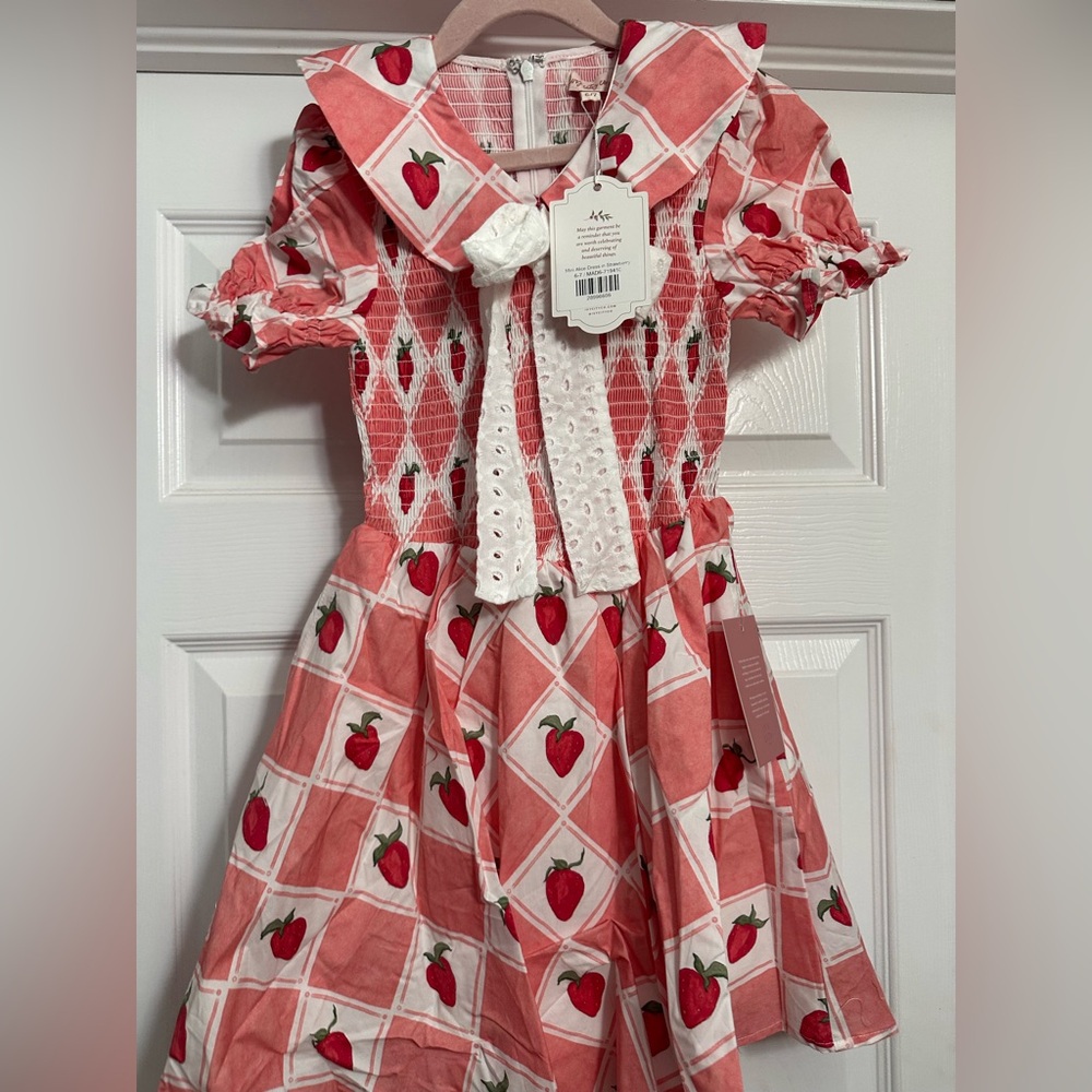 Ivy City Co Mini Alice Dress in Strawberry — Pink & White